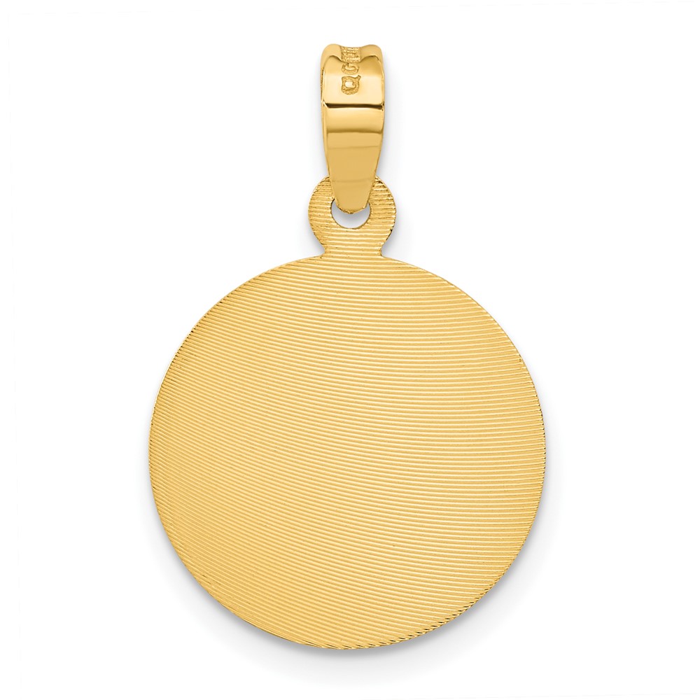 14K Polished Diamond-cut Solid Our Lady Of Guadalupe Round Pendant