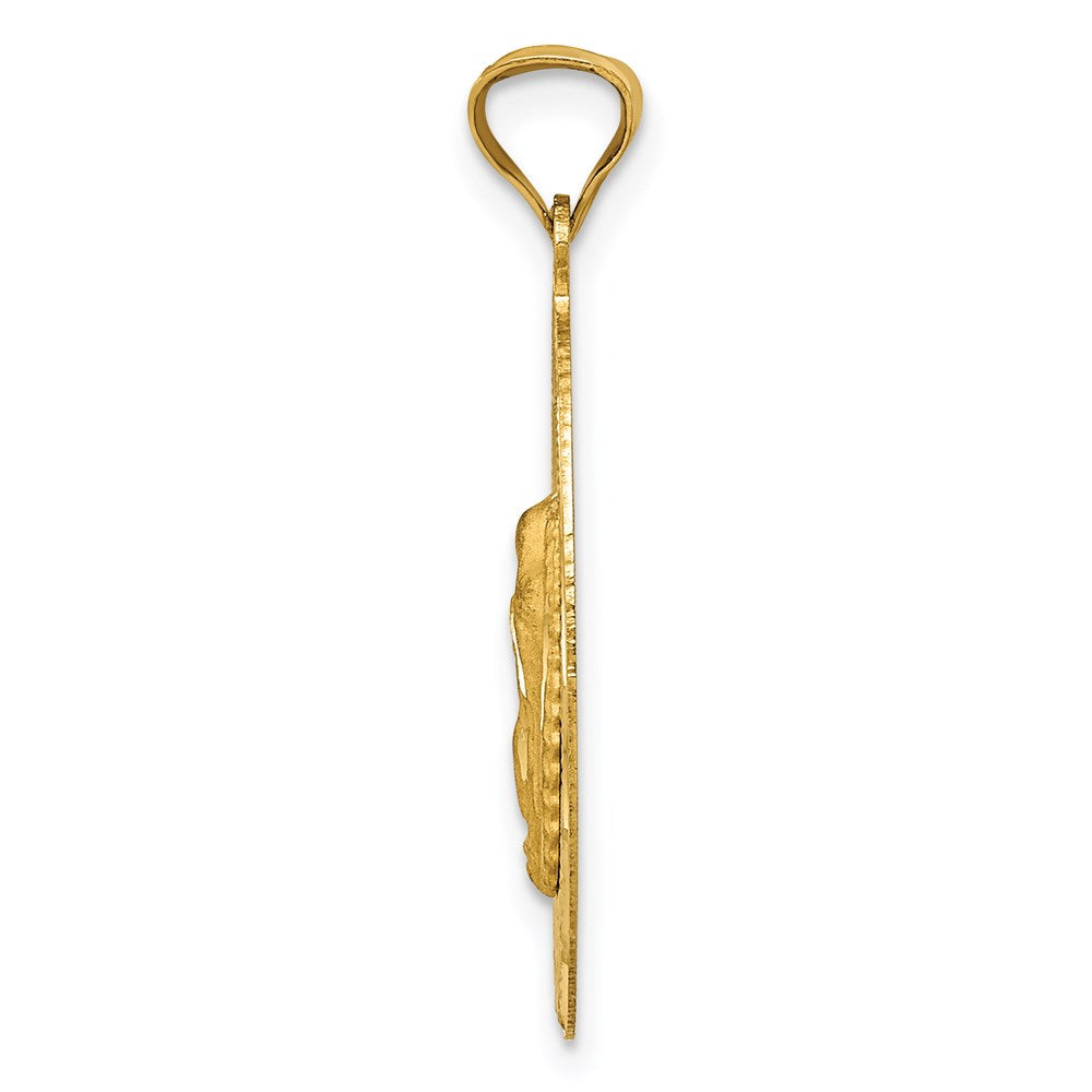 14K Polished Diamond-cut Solid Our Lady Of Guadalupe Oval Pendant