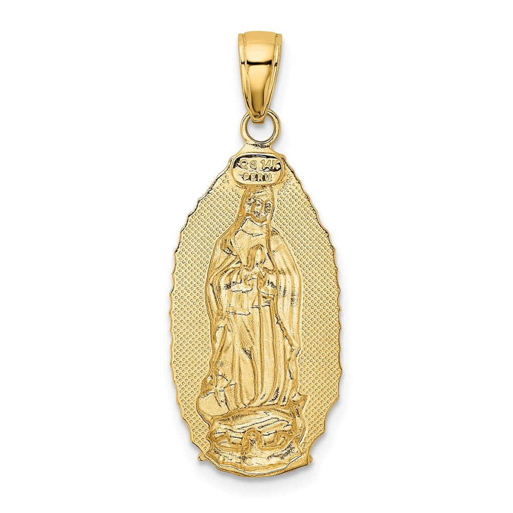 14k Polished and Satin Solid Our Lady of Guadalupe Pendant