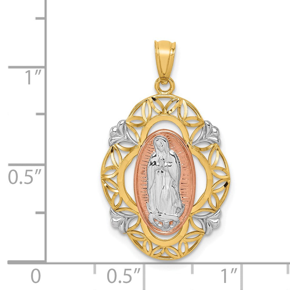 14K Two-tone with White Rhodium Our Lady of Guadalupe Pendant