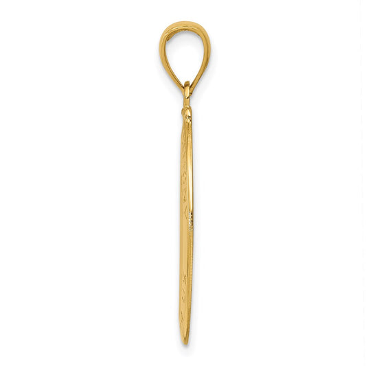 14k Polished and Satin Hollow Saint Anthony Oval Medal Pendant