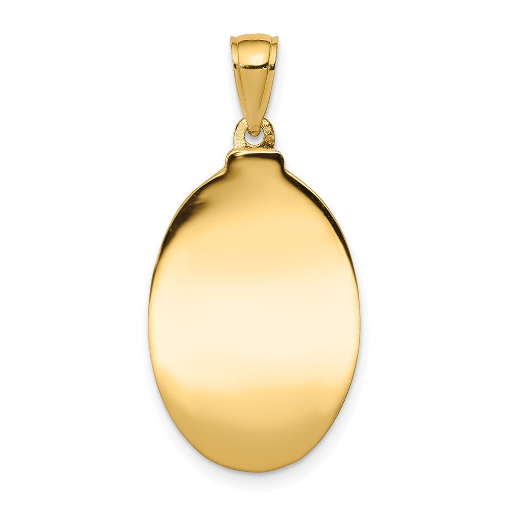 14k Polished and Satin Hollow Saint Anthony Oval Medal Pendant