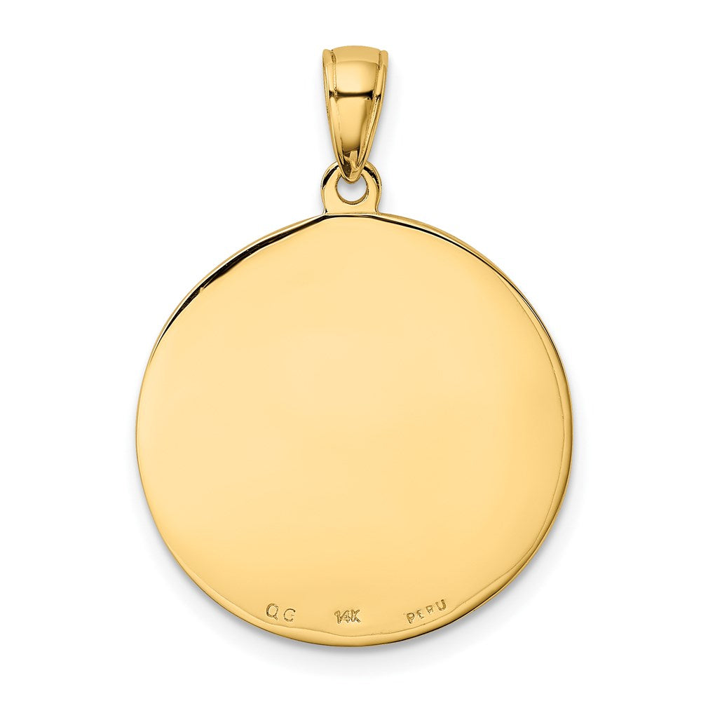 14k Polished Solid Saint Anthony Large Round Medal Pendant