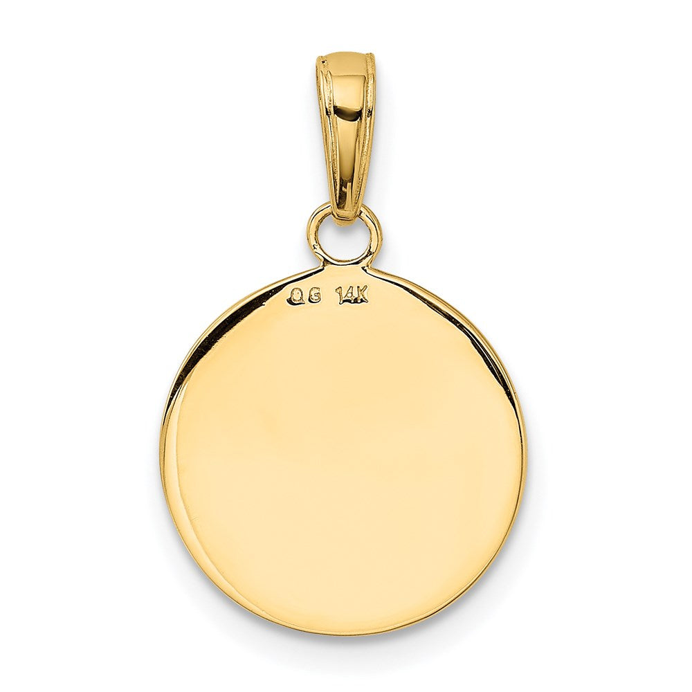14K Polished Solid Saint Francis Medal Round Pendant