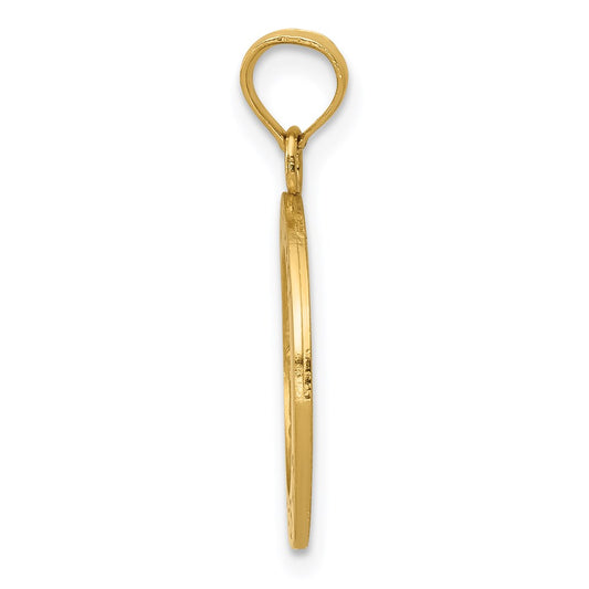 14k Polished and Satin Solid St. Michael Medal Round Pendant