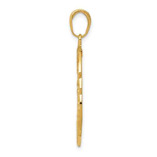 14K Polished Solid Large Saint Michael Protect Us Medal Badge Pendant