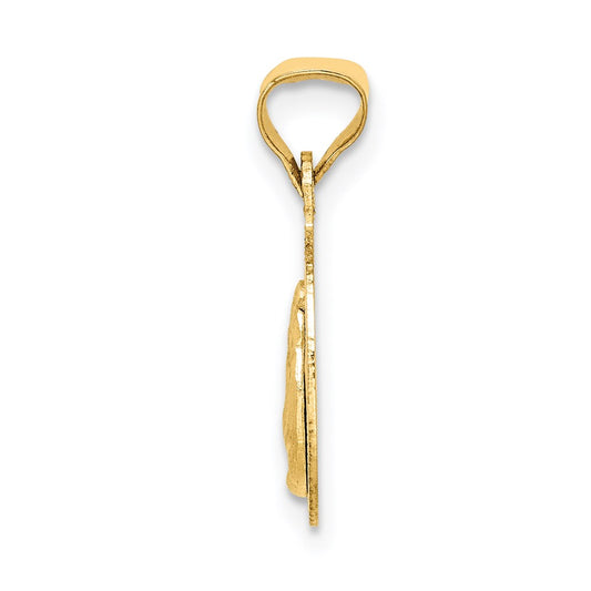 14K with Rose and White Rhodium Diamond-cut Baptism Round Pendant