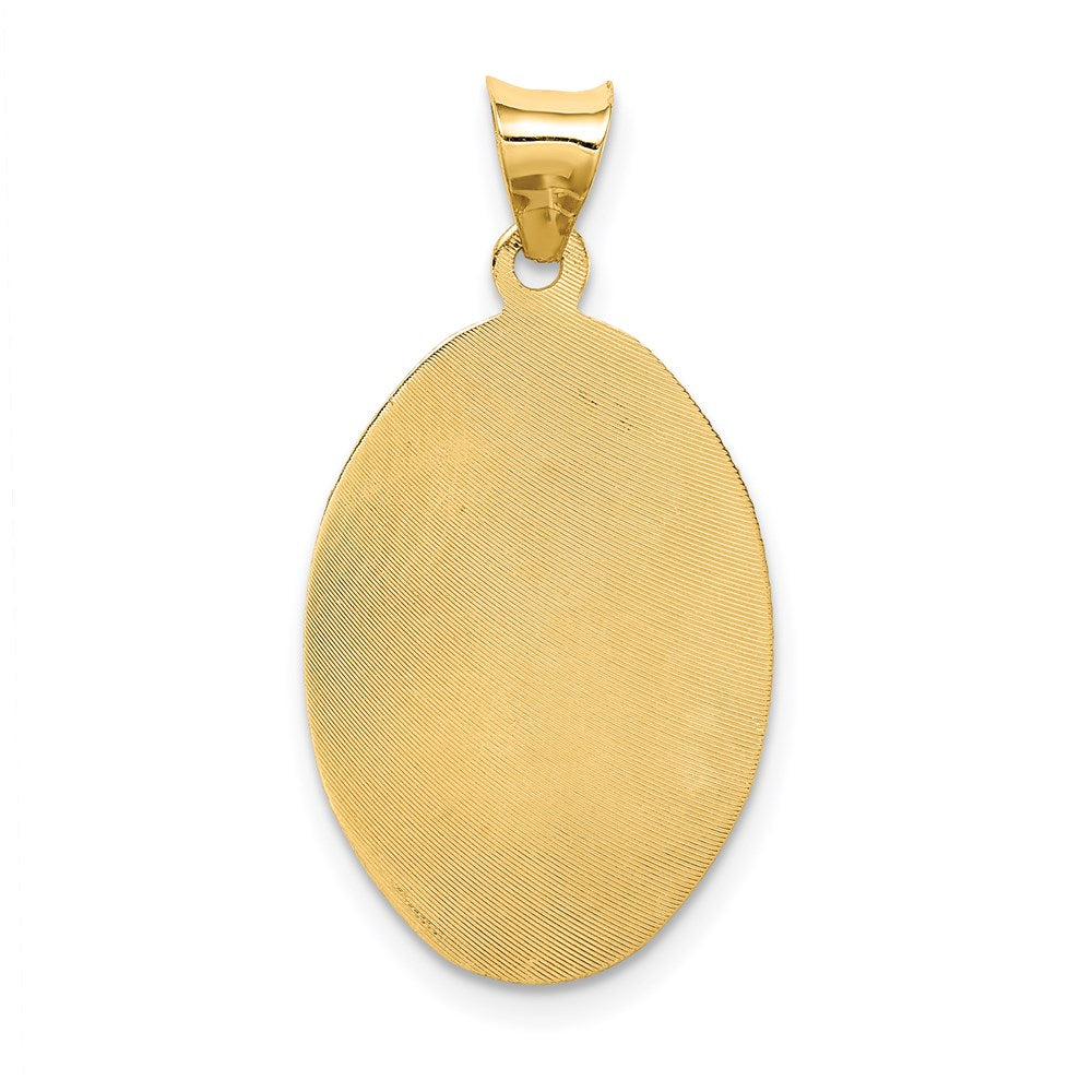 14K with Rose and White Rhodium Diamond-cut Solid Our Lady Of Guadalupe Oval Pendant