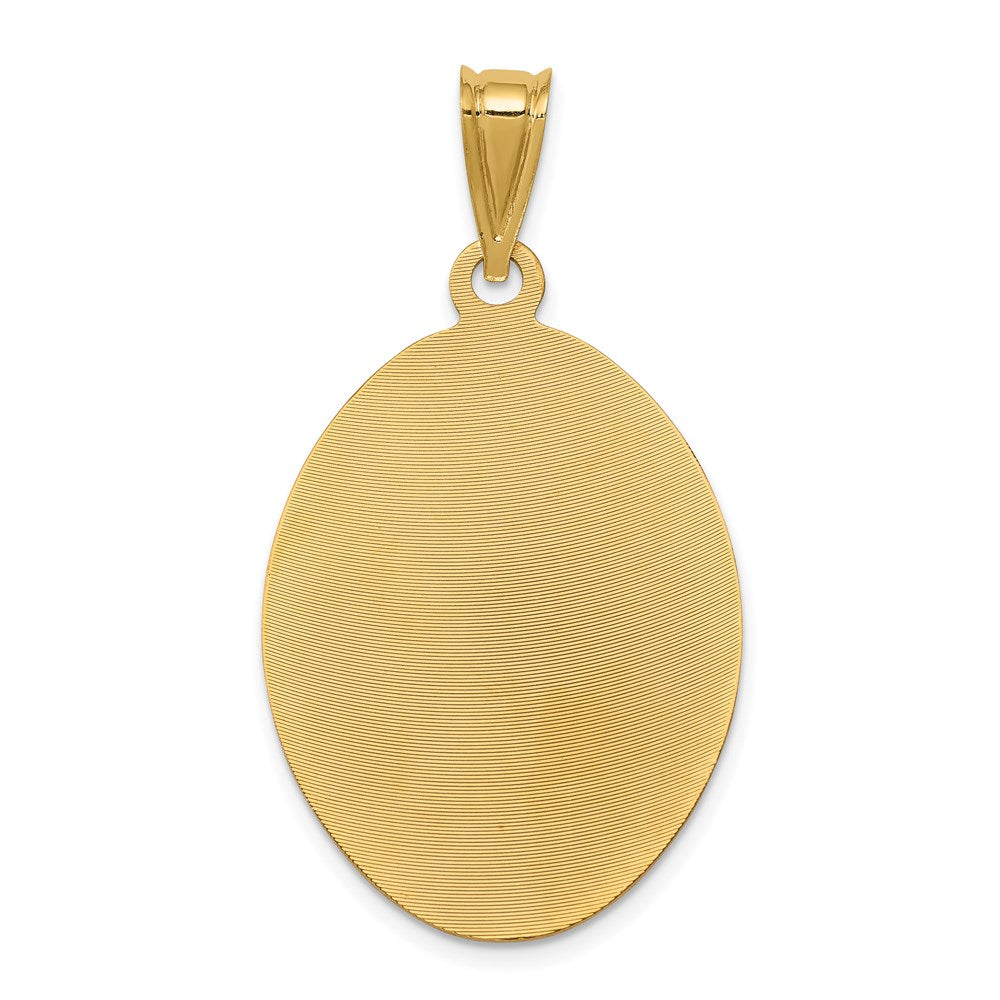 14K with Rose and White Rhodium Diamond-cut Solid Large Our Lady Of Guadalupe Oval Pendant