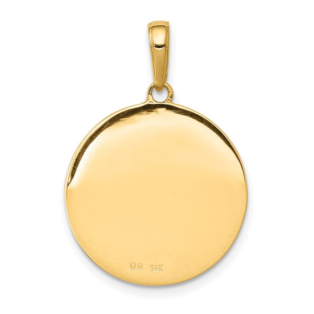 14k Polished and Satin Solid Saint Anthony Small Round Medal Pendant
