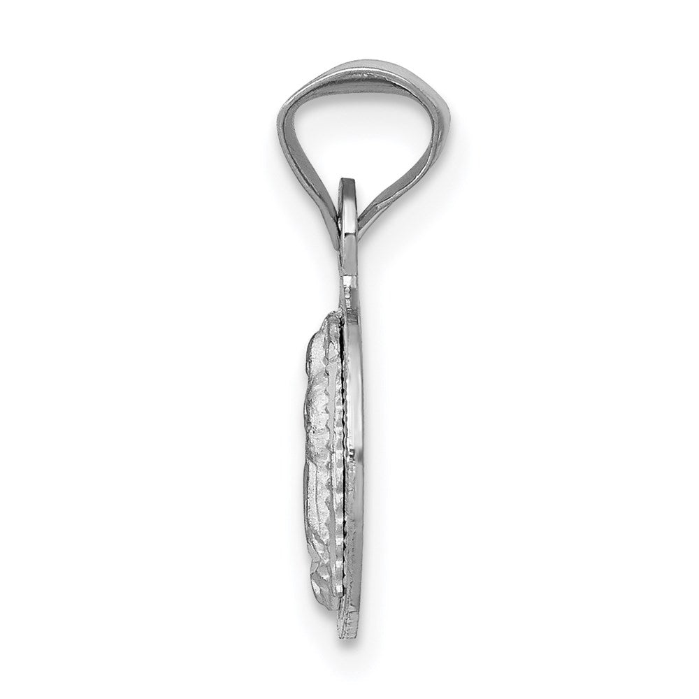 14k White Gold Polished Diamond-cut Semi-solid Our Lady Of Guadalupe Round Pendant