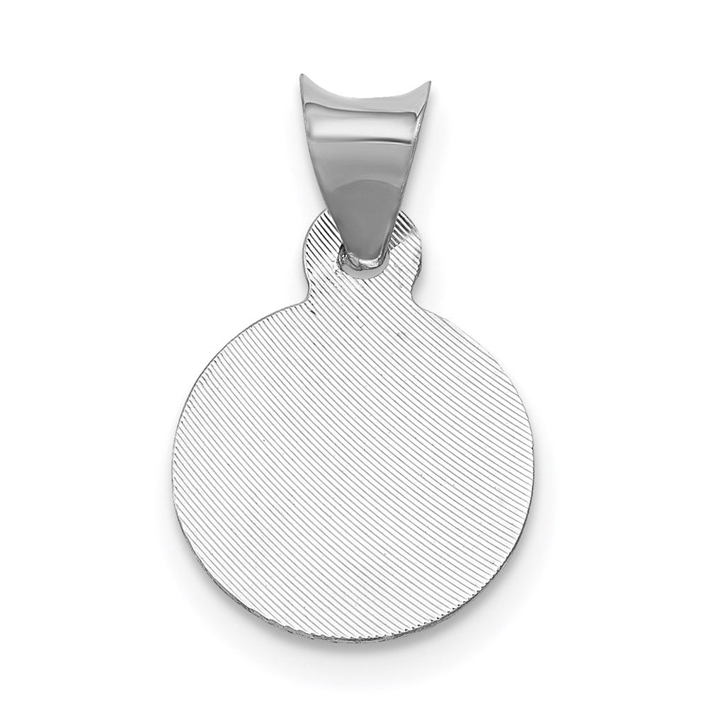 14k White Gold Polished Diamond-cut Semi-solid Our Lady Of Guadalupe Round Pendant