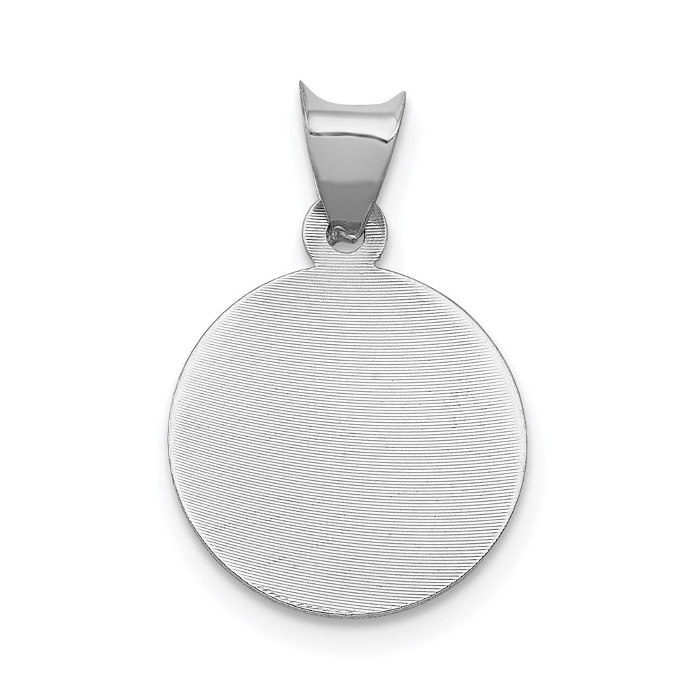 14k White Gold Polished Diamond-cut Semi-solid Our Lady Of Guadalupe Round Pendant