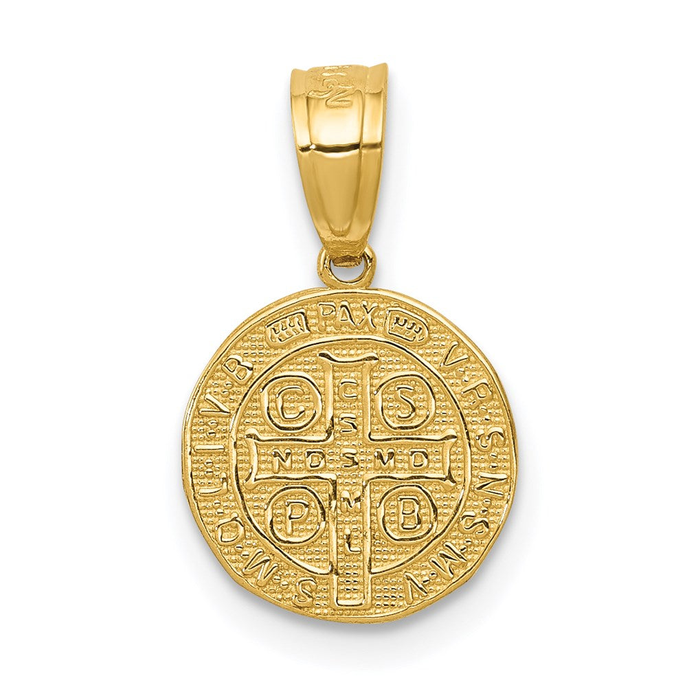 14k Polished San Benito Medal Solid 2-Sided Small Round Pendant