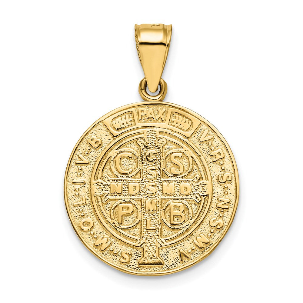 14k Polished Solid San Benito 2-Sided Round Pendant