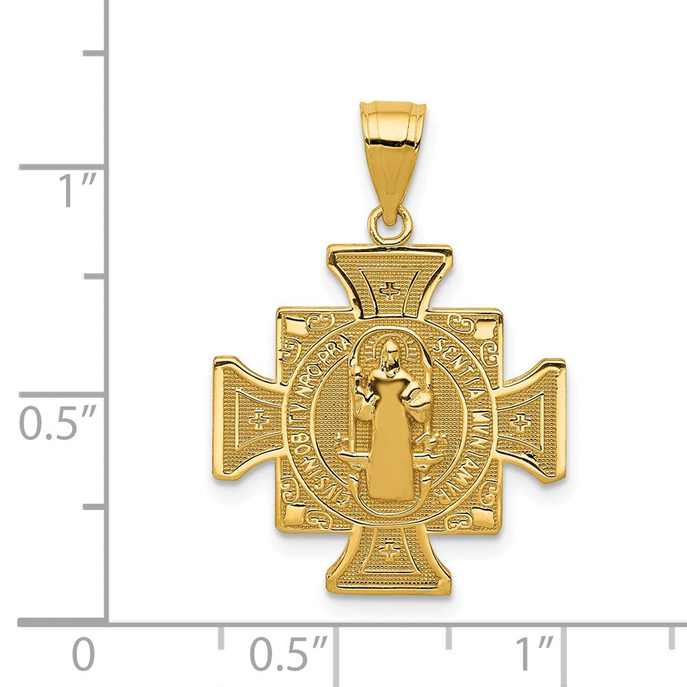 14k Polished Solid San Benito 2-Sided Cross Pendant