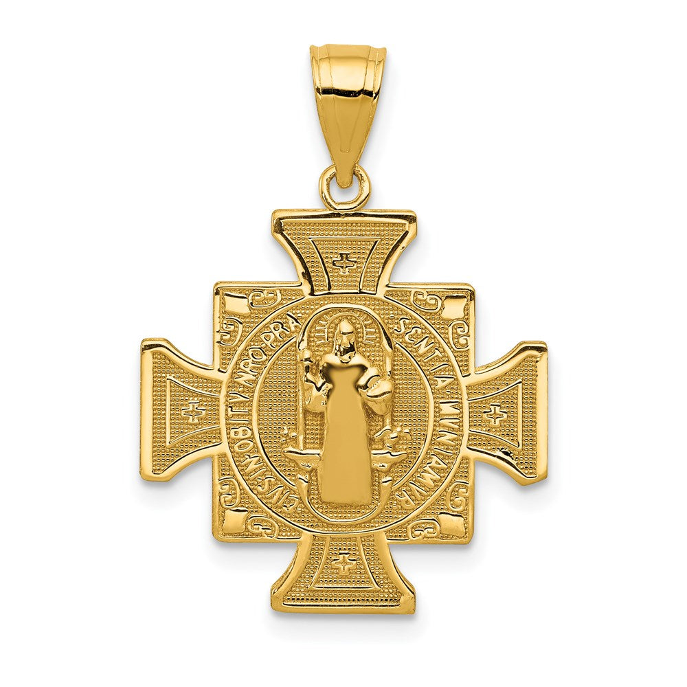 14k Polished Solid San Benito 2-Sided Cross Pendant