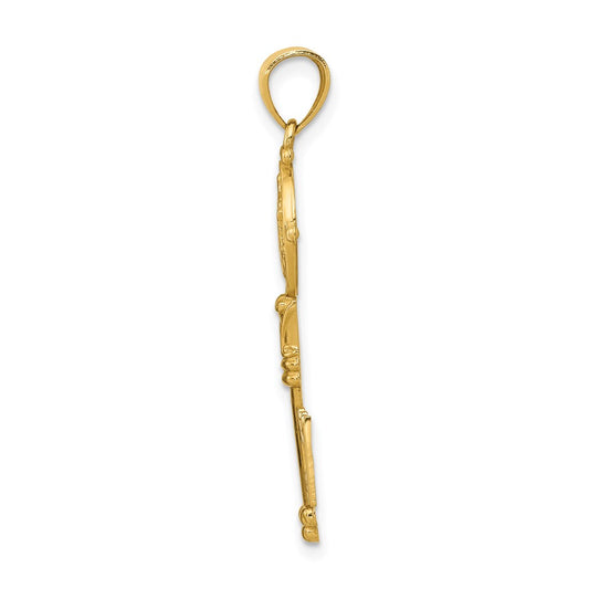 14k Polished Solid San Benito 2-Sided Key Pendant