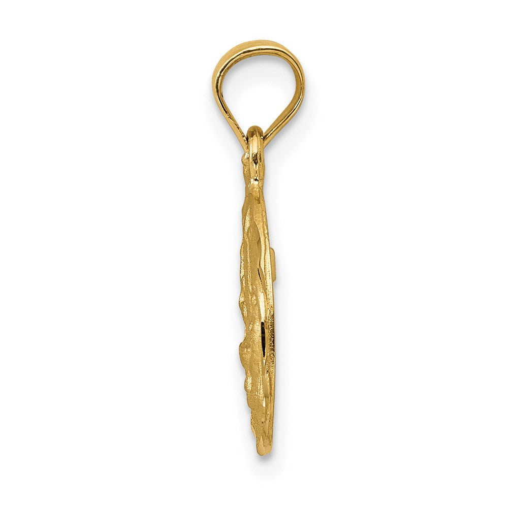 14K Satin and Diamond-Cut Baptism Oval Pendant