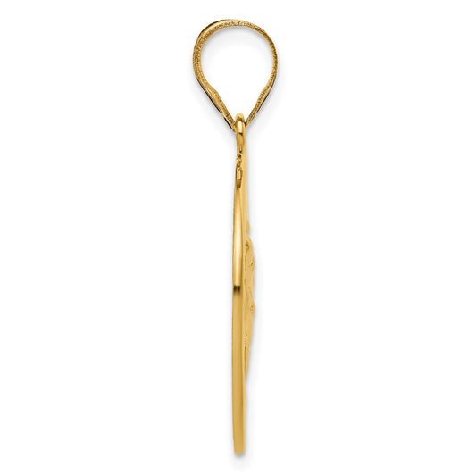 14K Polished Saint Christopher Medal Round Charm