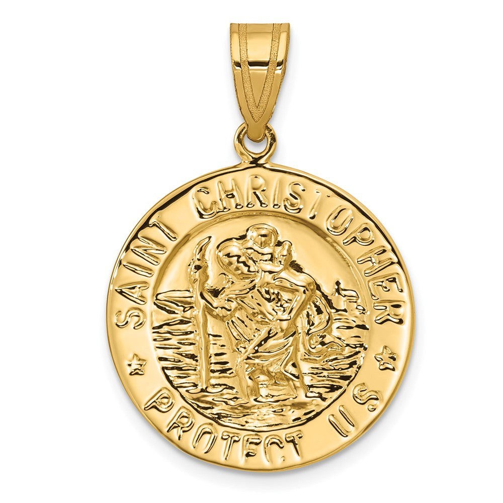 14K Polished Saint Christopher Medal Round Charm