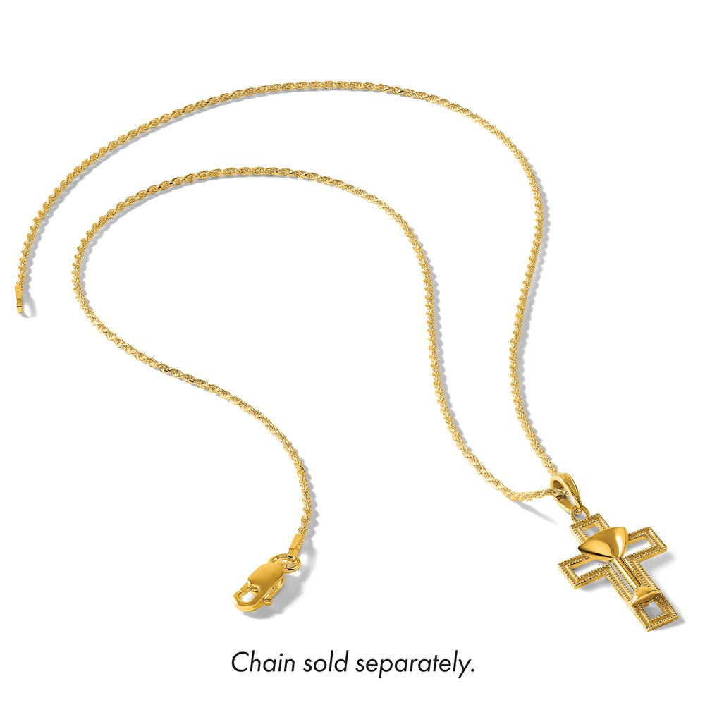 14K Polished Cross with Communion Cup Charm