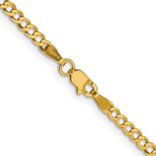 14K 3.1mm Lightweight Flat Cuban with Lobster Clasp Chain