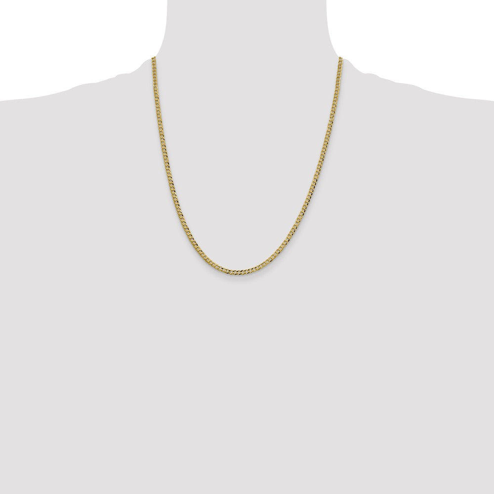 14K 3.1mm Lightweight Flat Cuban with Lobster Clasp Chain