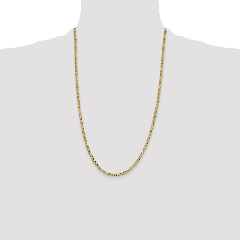 14K 3.1mm Lightweight Flat Cuban with Lobster Clasp Chain