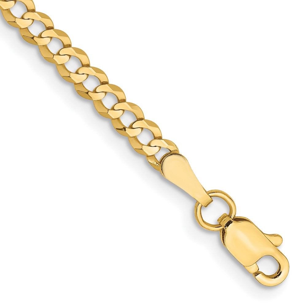 14K 3.1mm Lightweight Flat Cuban with Lobster Clasp Bracelet
