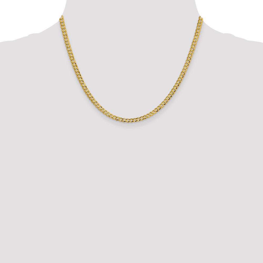 14K 3.7mm Lightweight Flat Cuban with Lobster Clasp Chain