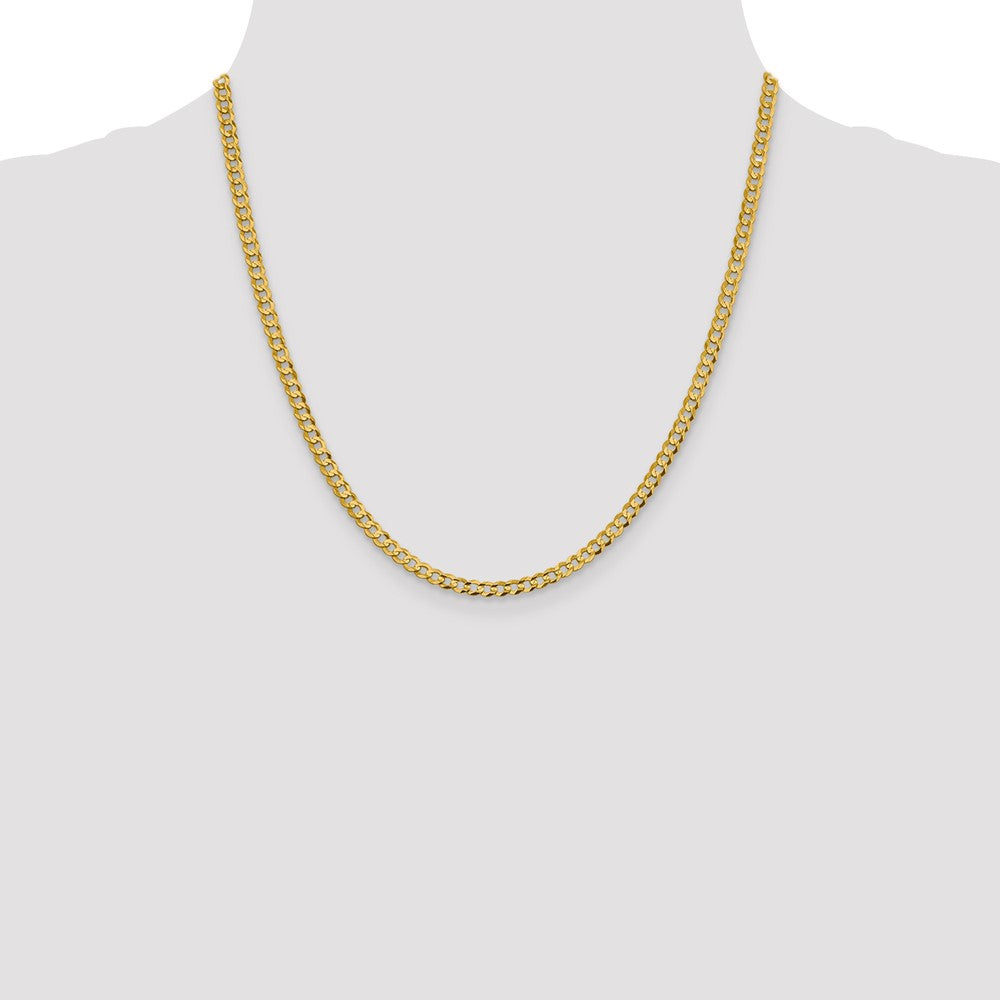 14K 3.7mm Lightweight Flat Cuban with Lobster Clasp Chain