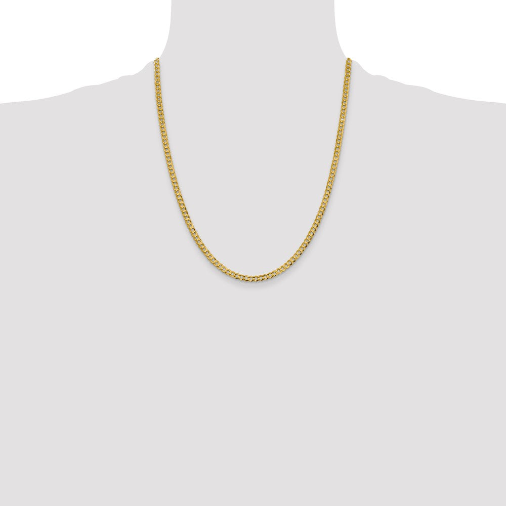 14K 3.7mm Lightweight Flat Cuban with Lobster Clasp Chain