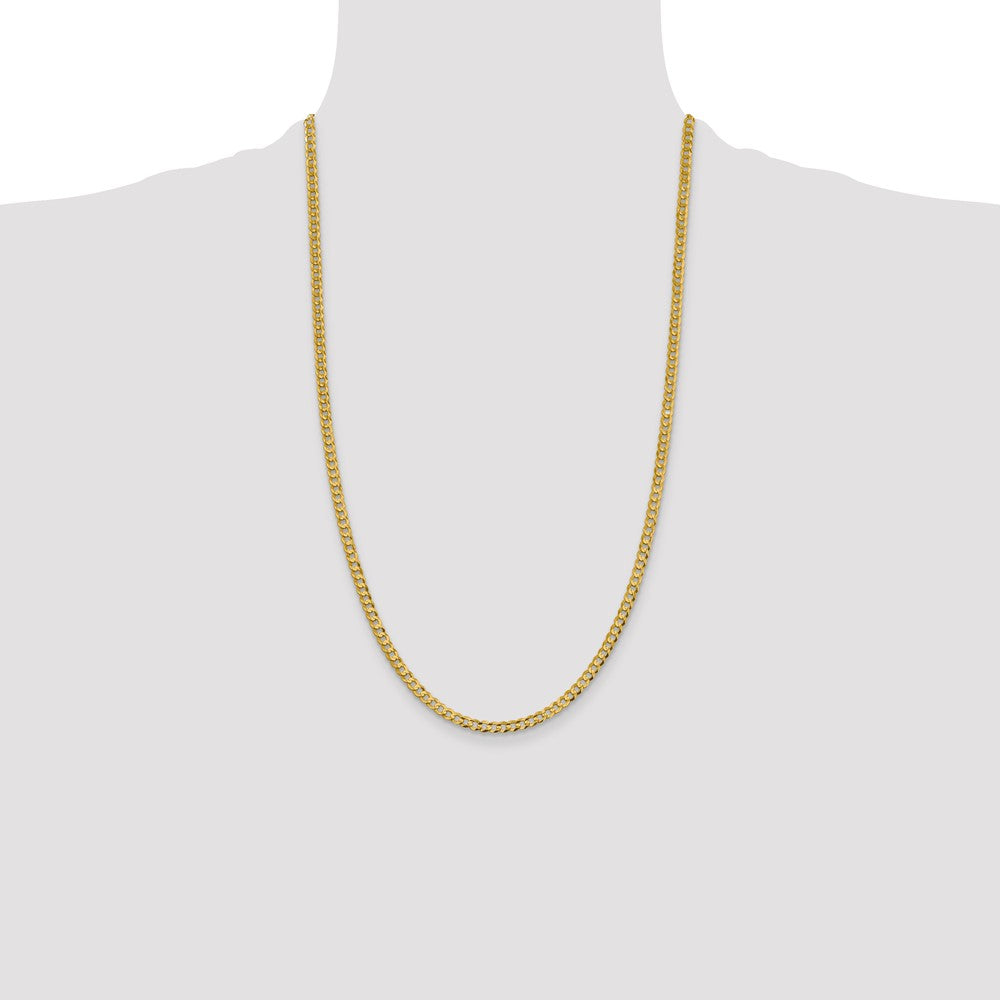 14K 3.7mm Lightweight Flat Cuban with Lobster Clasp Chain