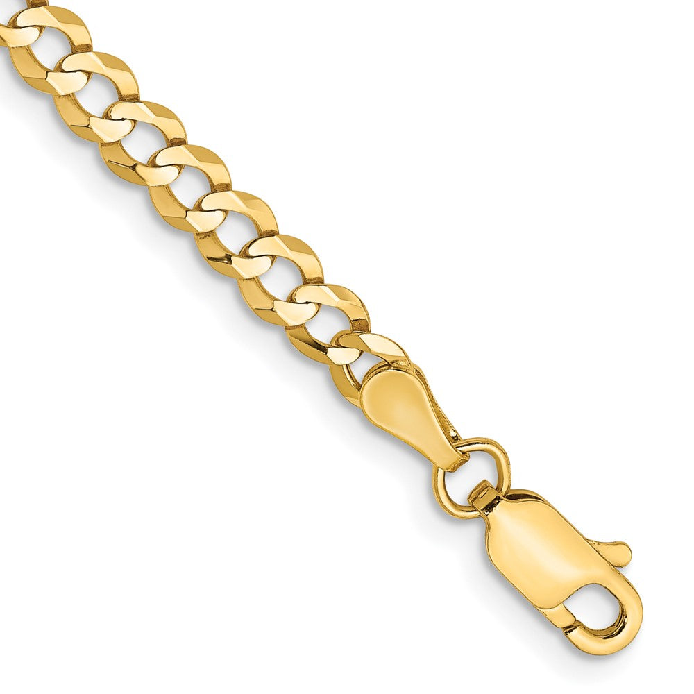 14K 3.7mm Lightweight Flat Cuban with Lobster Clasp Bracelet