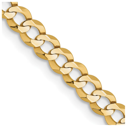 14K 3.7mm Lightweight Flat Cuban with Lobster Clasp Chain