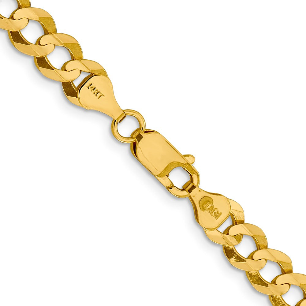 14K 7.2mm Lightweight Flat Cuban with Lobster Clasp Chain