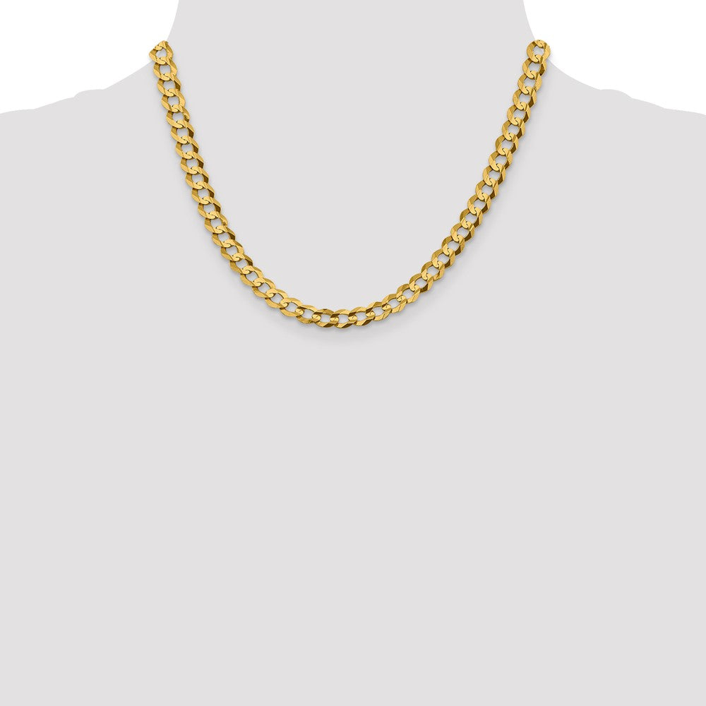 14K 7.2mm Lightweight Flat Cuban with Lobster Clasp Chain