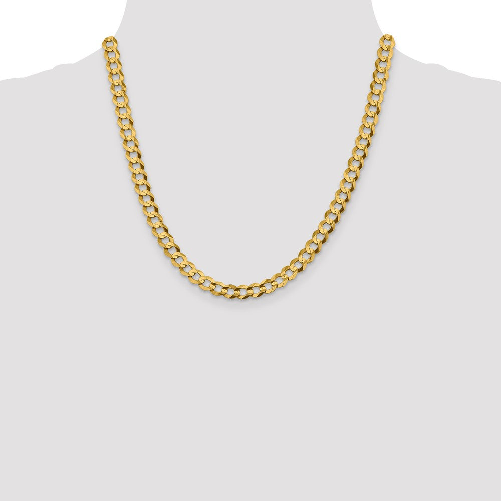 14K 7.2mm Lightweight Flat Cuban with Lobster Clasp Chain