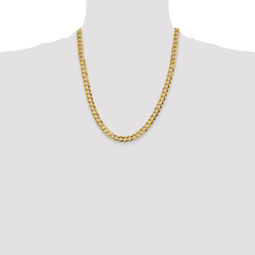 14K 7.2mm Lightweight Flat Cuban with Lobster Clasp Chain