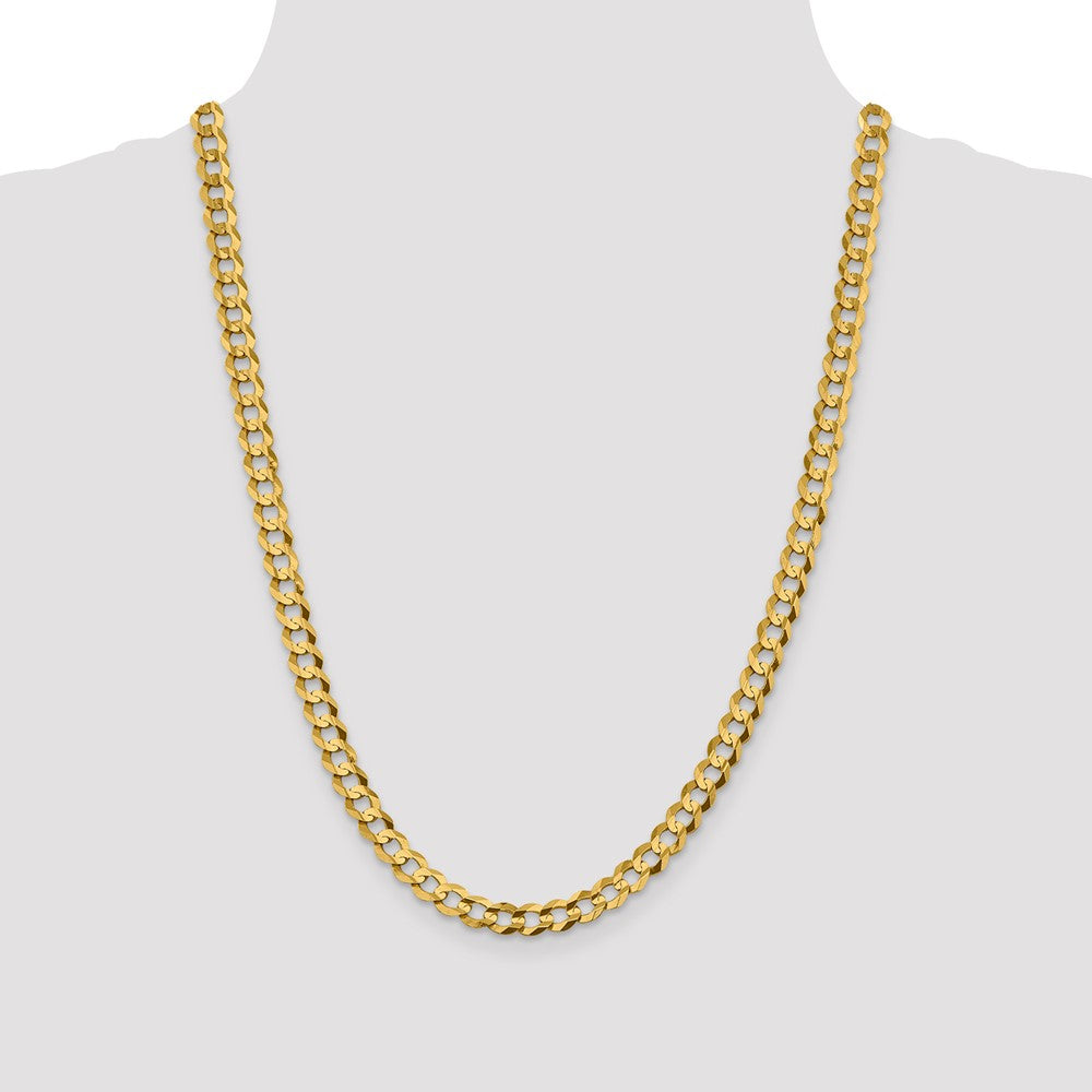 14K 7.2mm Lightweight Flat Cuban with Lobster Clasp Chain