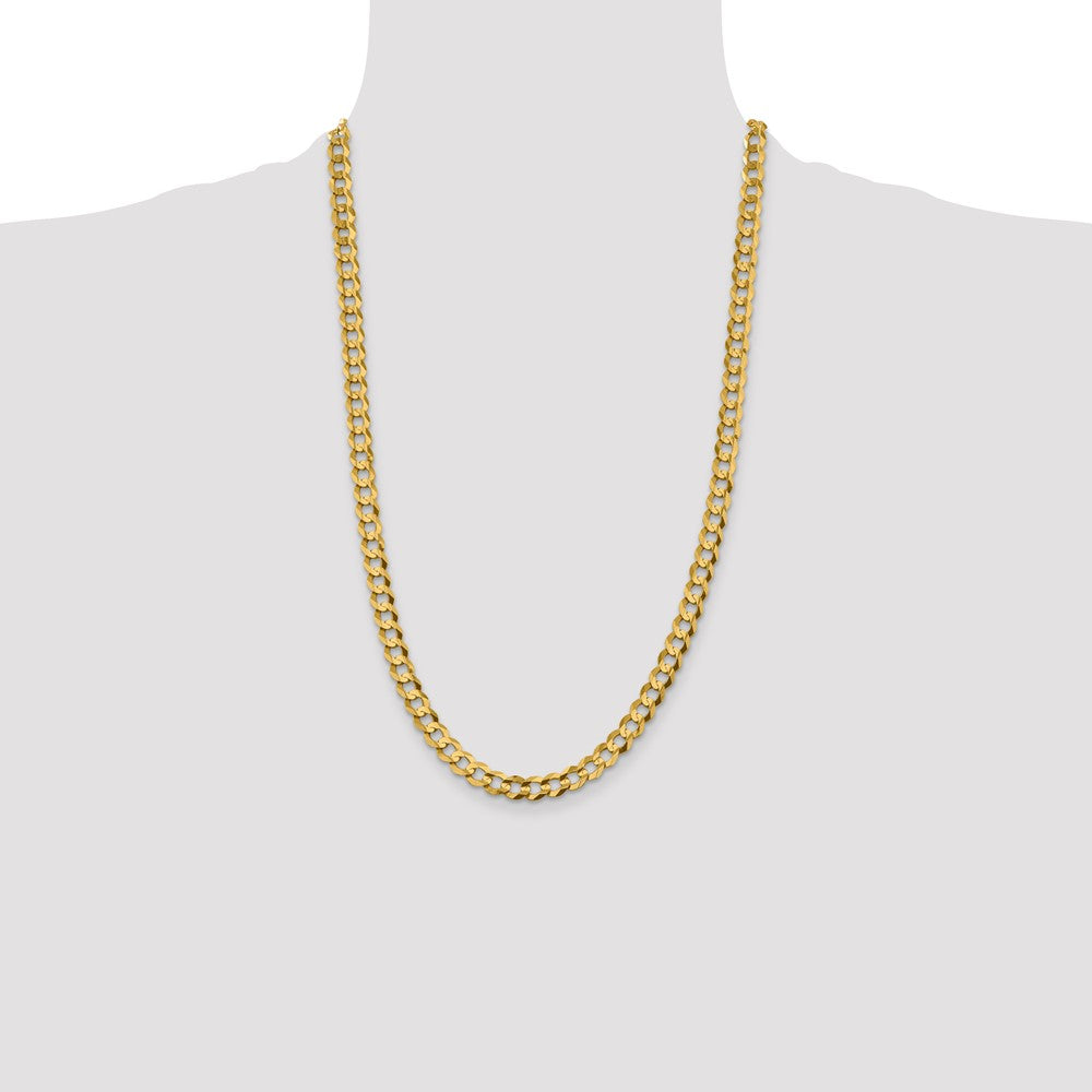 14K 7.2mm Lightweight Flat Cuban with Lobster Clasp Chain