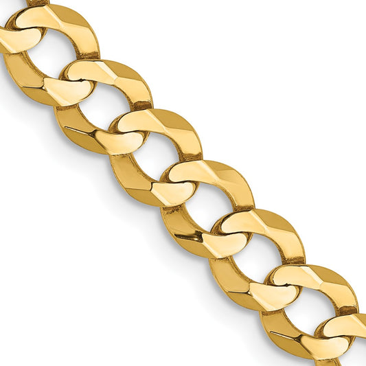 14K 7.2mm Lightweight Flat Cuban with Lobster Clasp Chain