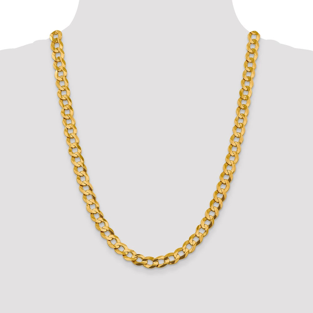 14K 9.4mm Lightweight Flat Cuban with Lobster Clasp Chain