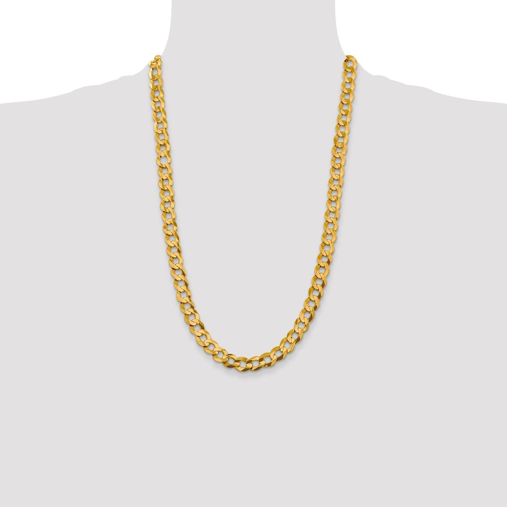 14K 9.4mm Lightweight Flat Cuban with Lobster Clasp Chain