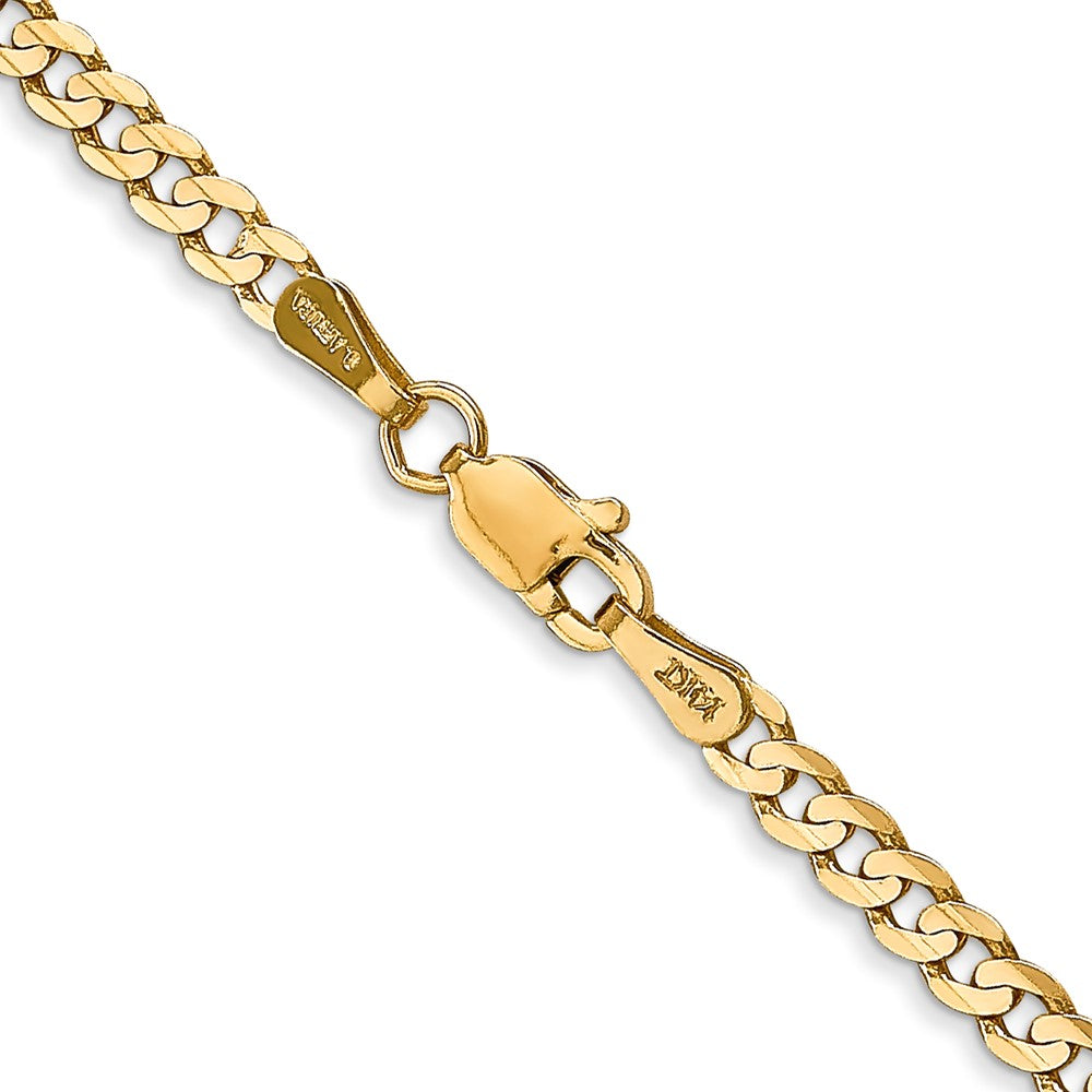 14K 3mm Open Concave Curb with Lobster Clasp Chain