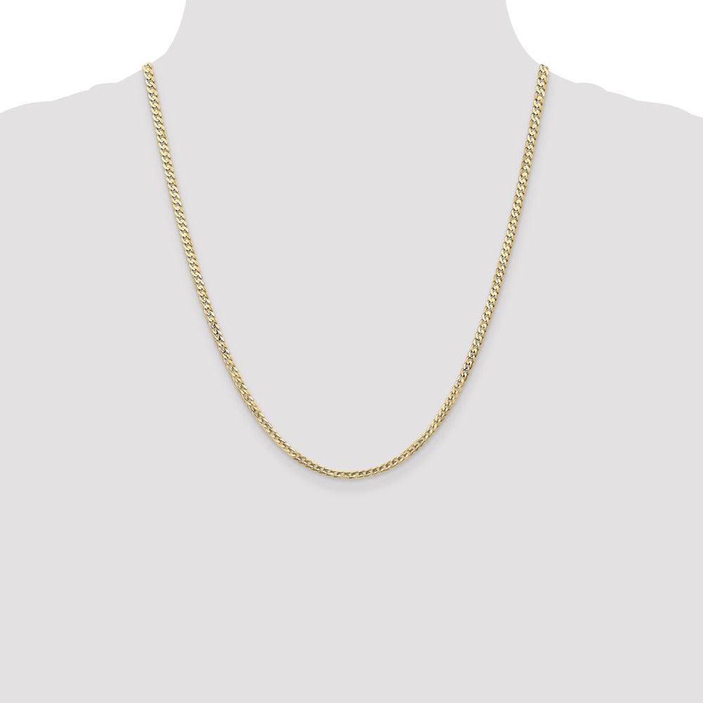 14K 3mm Open Concave Curb with Lobster Clasp Chain