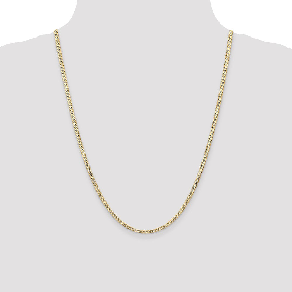 14K 3mm Open Concave Curb with Lobster Clasp Chain