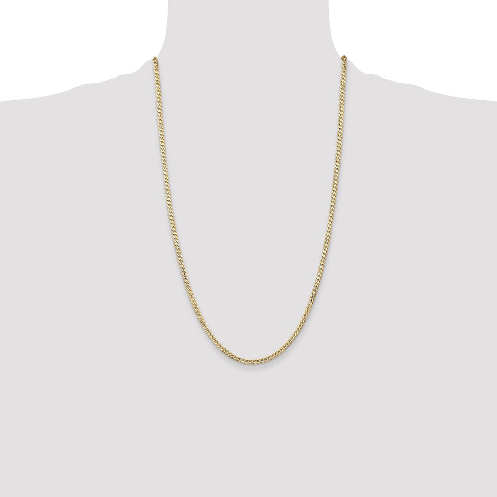 14K 3mm Open Concave Curb with Lobster Clasp Chain