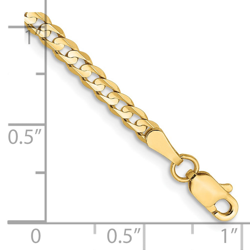 14K 3mm Open Concave Curb with Lobster Clasp Bracelet